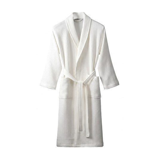 Unisex Waffle Dressing Gown with Shawl Collar and Tie Belt 1