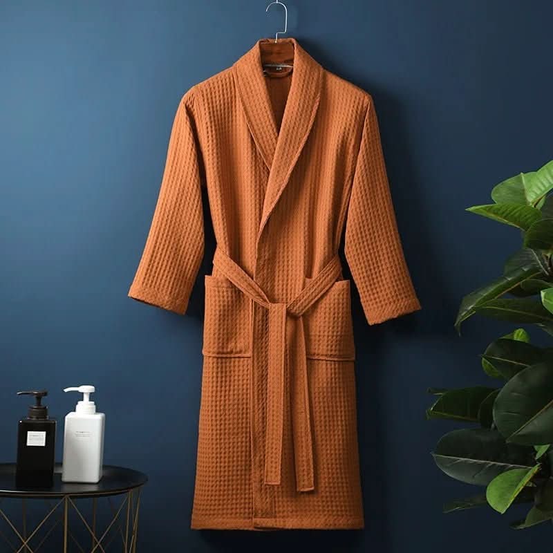 Unisex Waffle Dressing Gown with Shawl Collar and Tie Belt 6