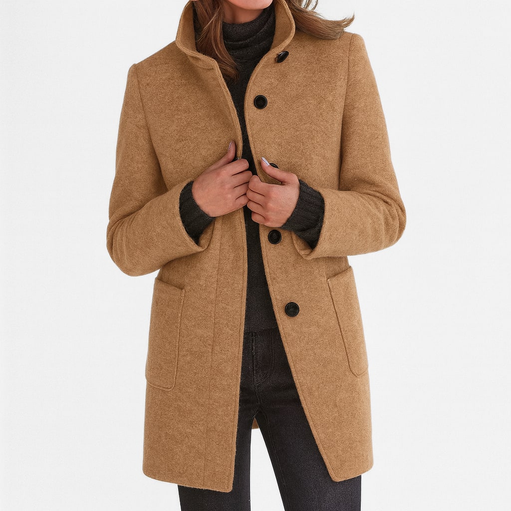 Stand Collar Coat with Button Front and Patch Pockets 4
