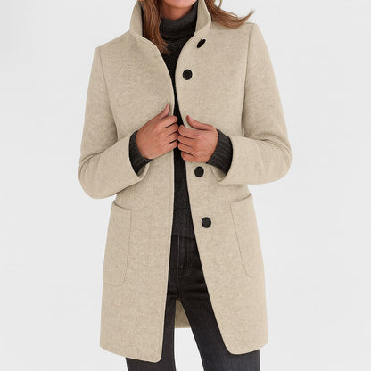 Stand Collar Coat with Button Front and Patch Pockets 5