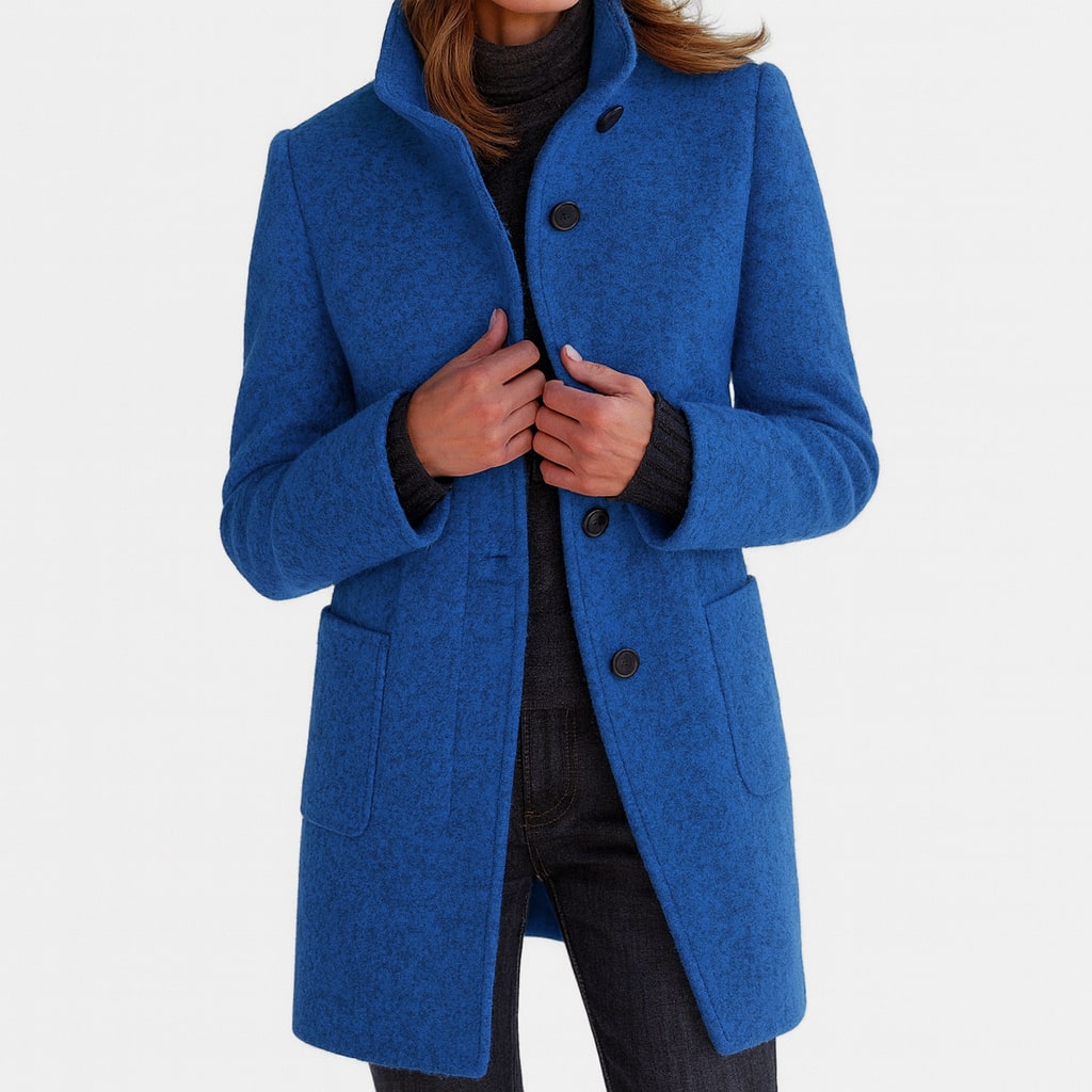 Stand Collar Coat with Button Front and Patch Pockets 6