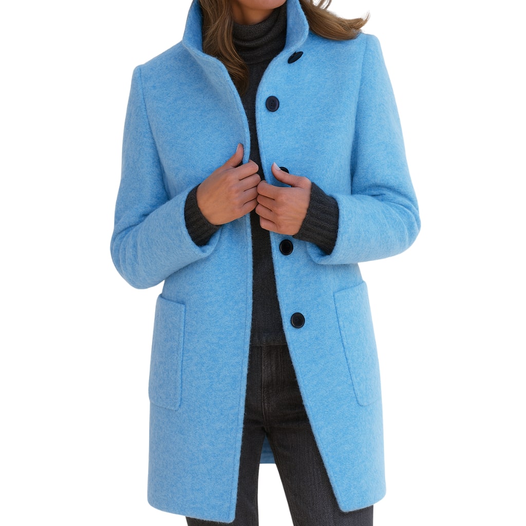 Stand Collar Coat with Button Front and Patch Pockets 7