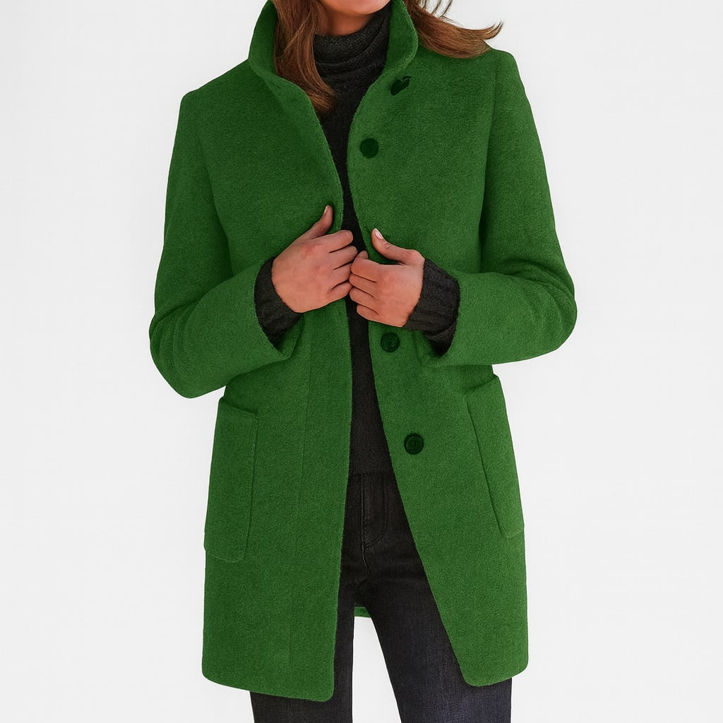 Stand Collar Coat with Button Front and Patch Pockets 8
