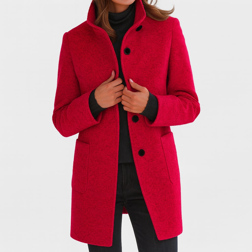 Stand Collar Coat with Button Front and Patch Pockets 9