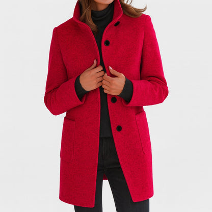 Stand Collar Coat with Button Front and Patch Pockets 9