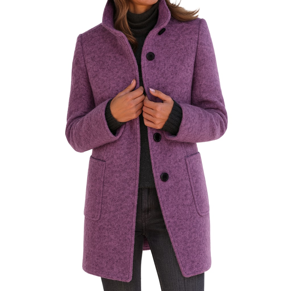 Stand Collar Coat with Button Front and Patch Pockets 10
