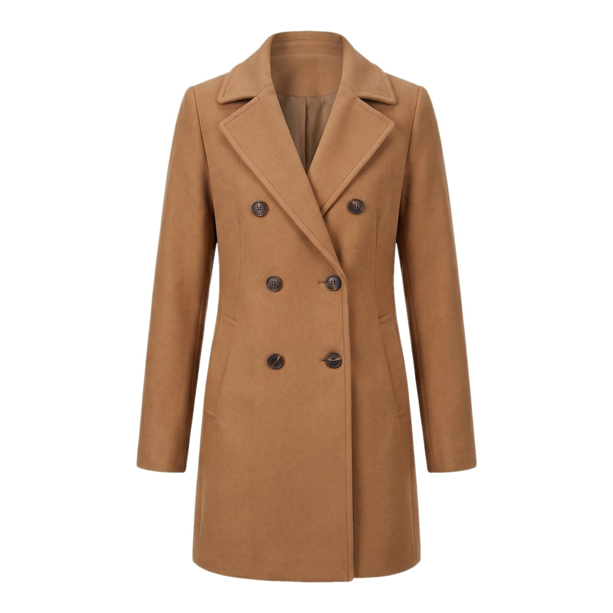 Women's Elegant Wool Blend Winter Coat with Lapels 1