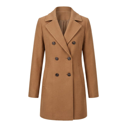 Women's Elegant Wool Blend Winter Coat with Lapels 1