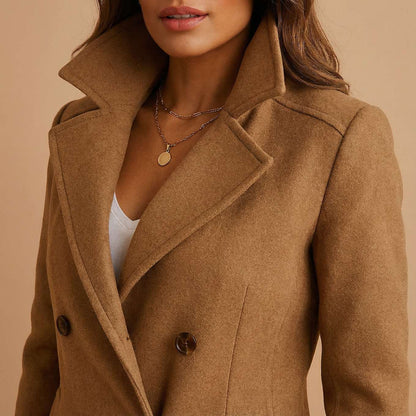 Women's Elegant Wool Blend Winter Coat with Lapels 4