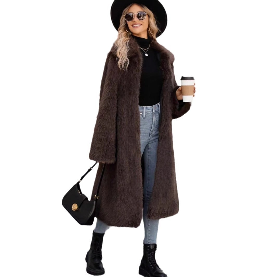 Long Coat in Faux Fur, Shaggy Winter Coat with Wide Lapels 5