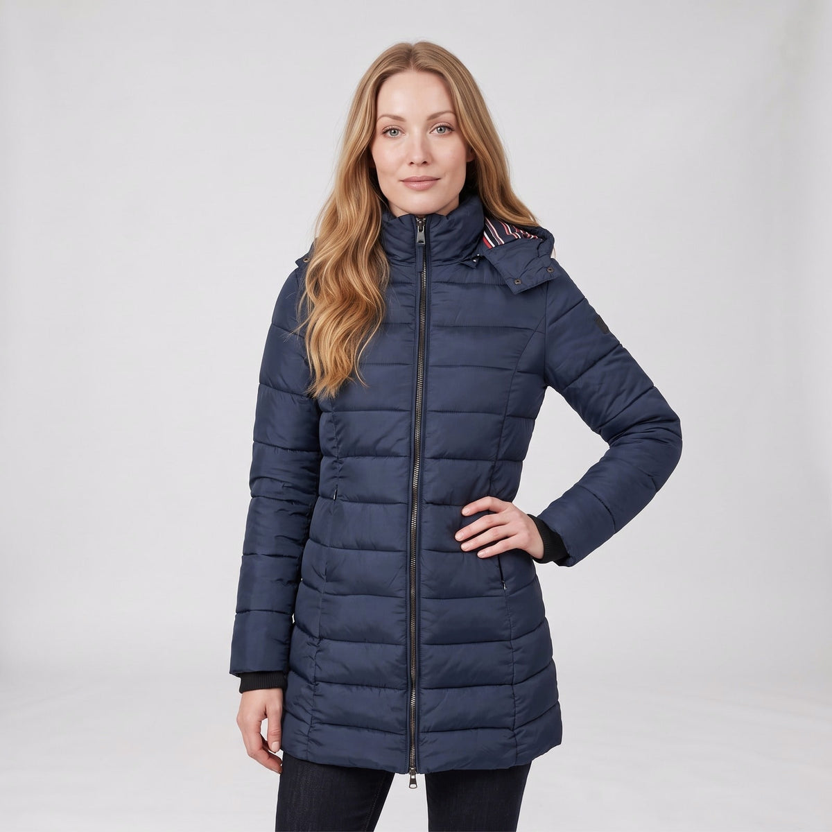 Puffer Jacket Fitted, Long Quilted Winter Jacket with Hood 1