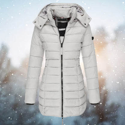 Puffer Jacket Fitted, Long Quilted Winter Jacket with Hood 6