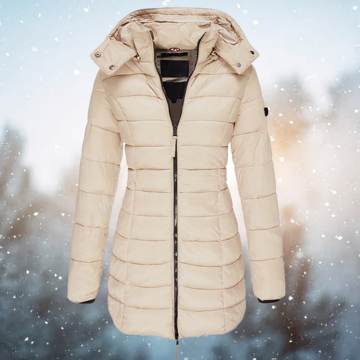 Puffer Jacket Fitted, Long Quilted Winter Jacket with Hood 7