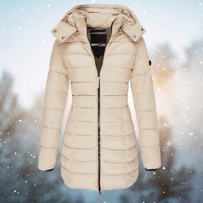 Puffer Jacket Fitted, Long Quilted Winter Jacket with Hood 7