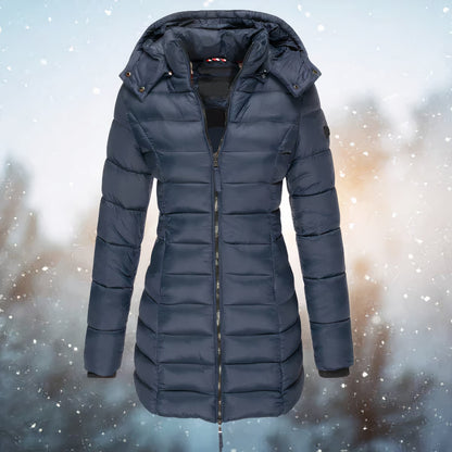 Puffer Jacket Fitted, Long Quilted Winter Jacket with Hood 8