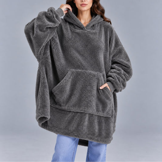 Fleece Hoodie Oversized Sherpa Blanket with Pocket 2
