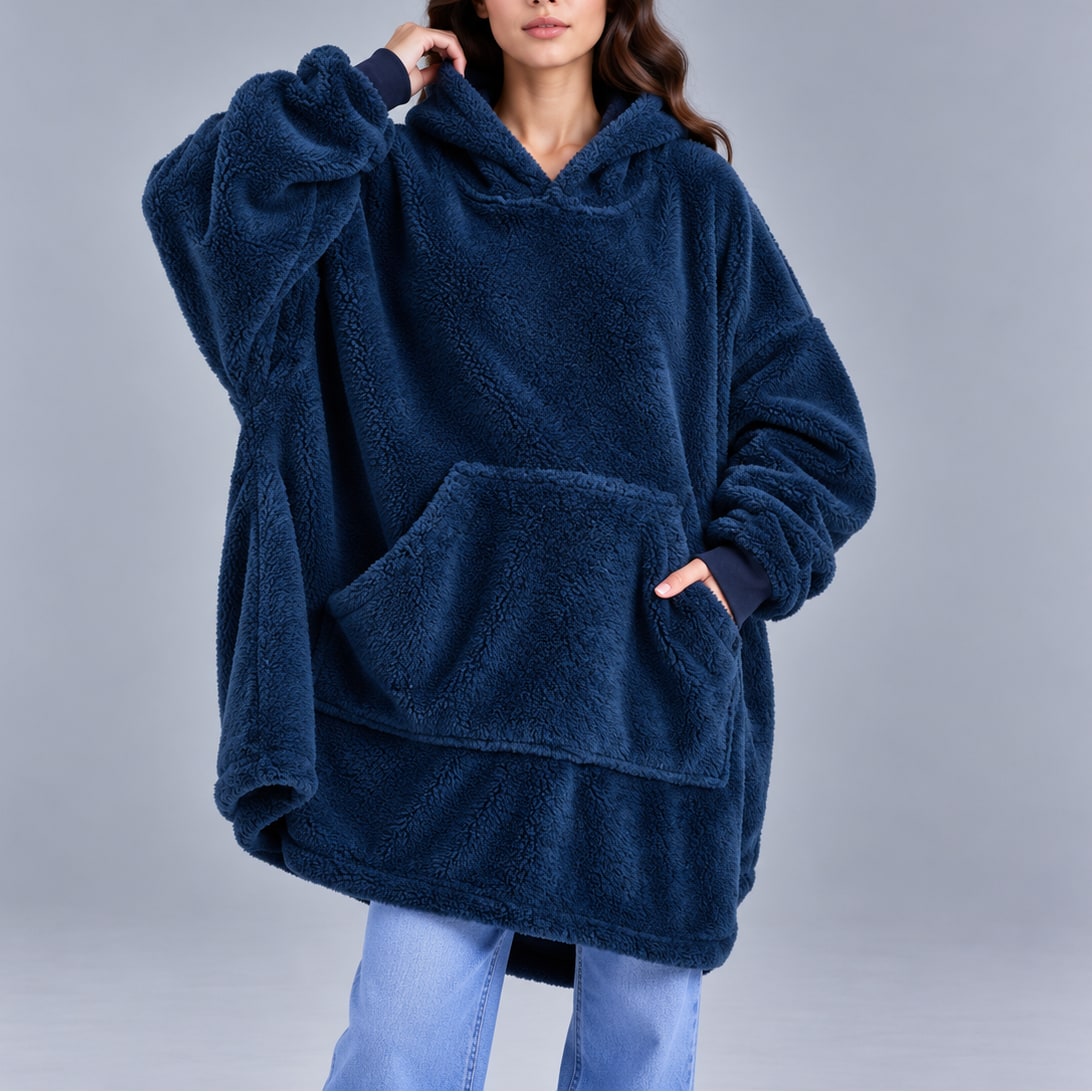 Fleece Hoodie Oversized Sherpa Blanket with Pocket 5