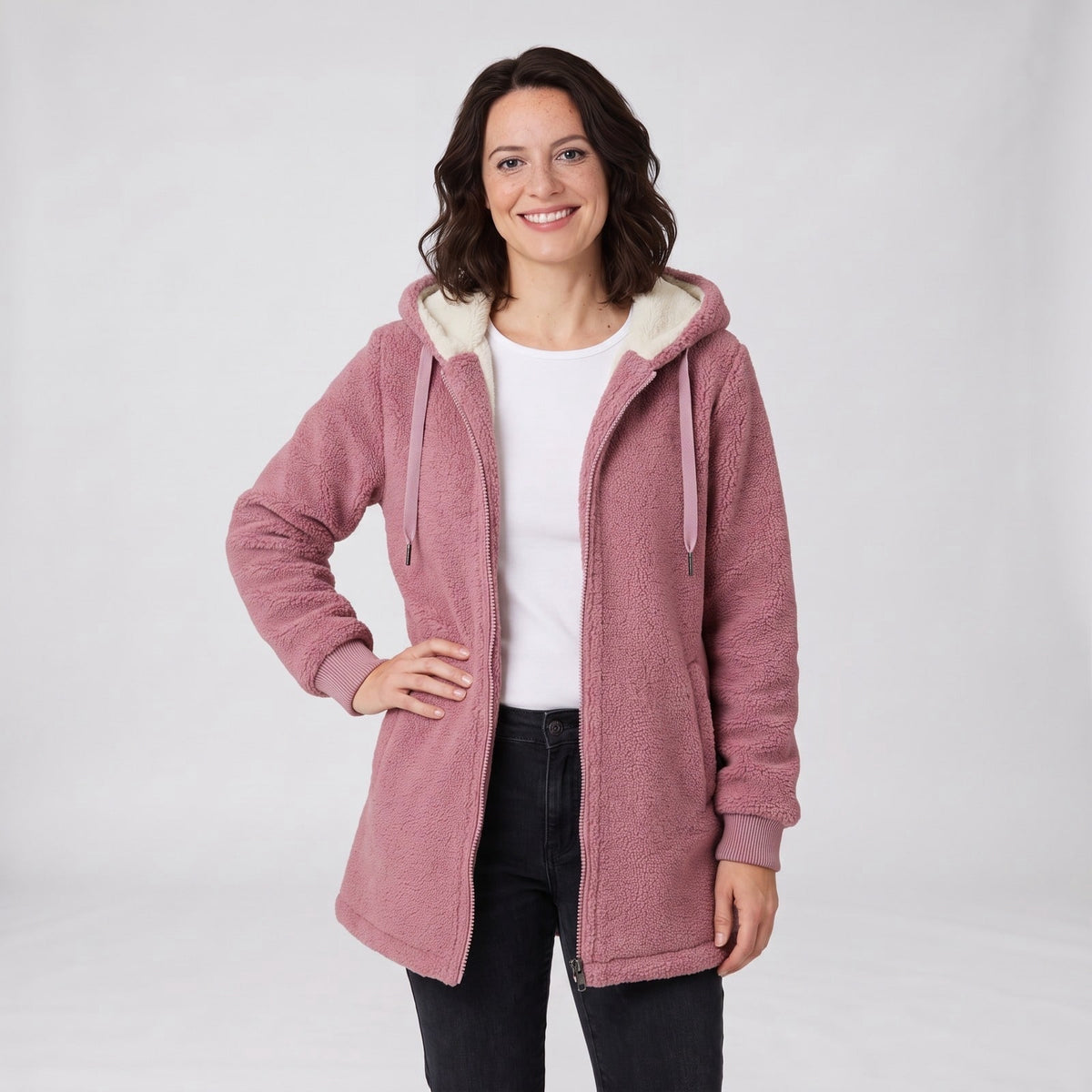 Fleece Jacket Cozy Hooded Zip Jacket in Soft Fleece 1