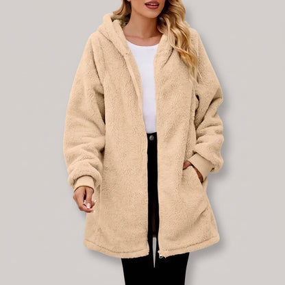 Fleece Jacket Hooded Fluffy Zip Jacket with Ribbed Cuffs 4