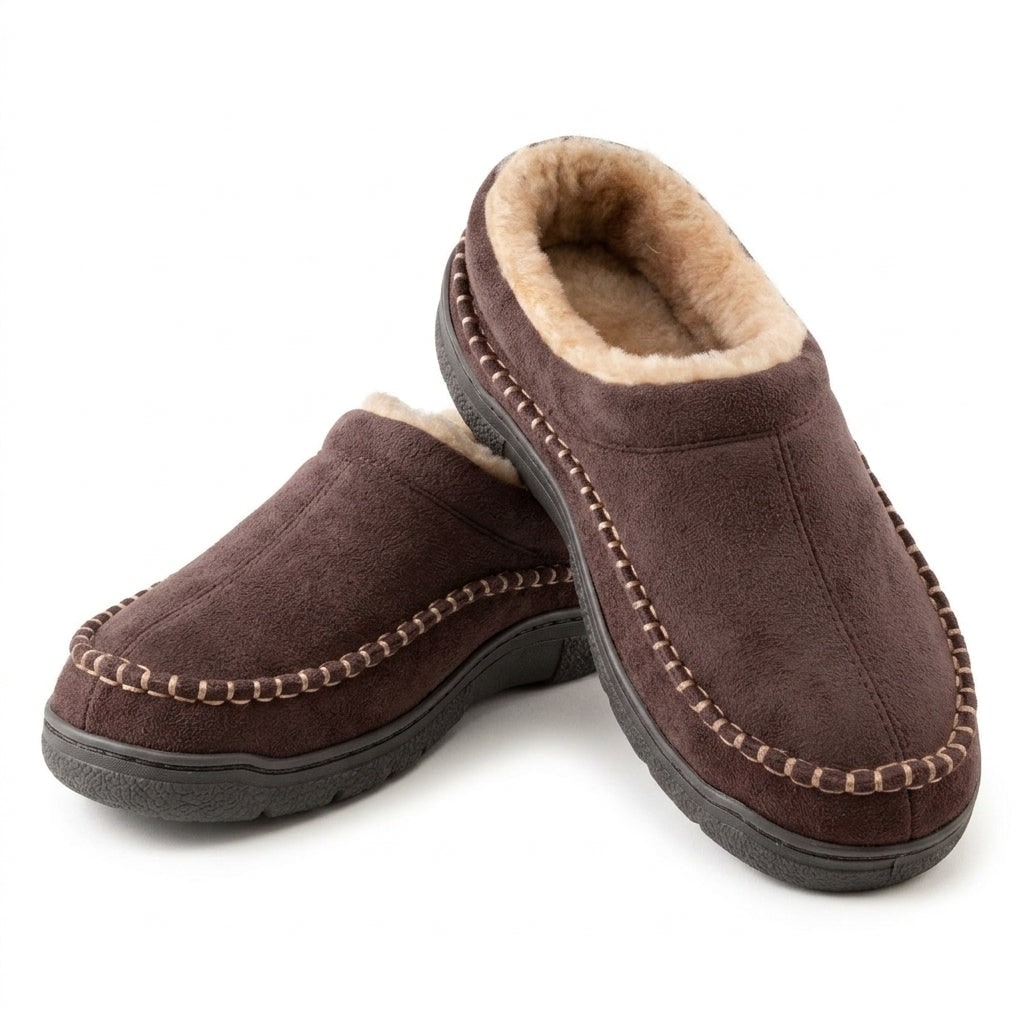 Dark brown fleece lined slippers