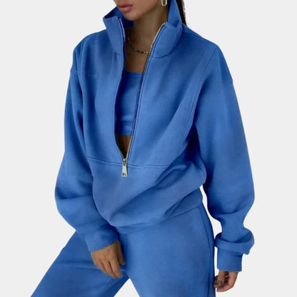 Fleece Tracksuit for Women, Half Zip Sweatshirt and Joggers 3
