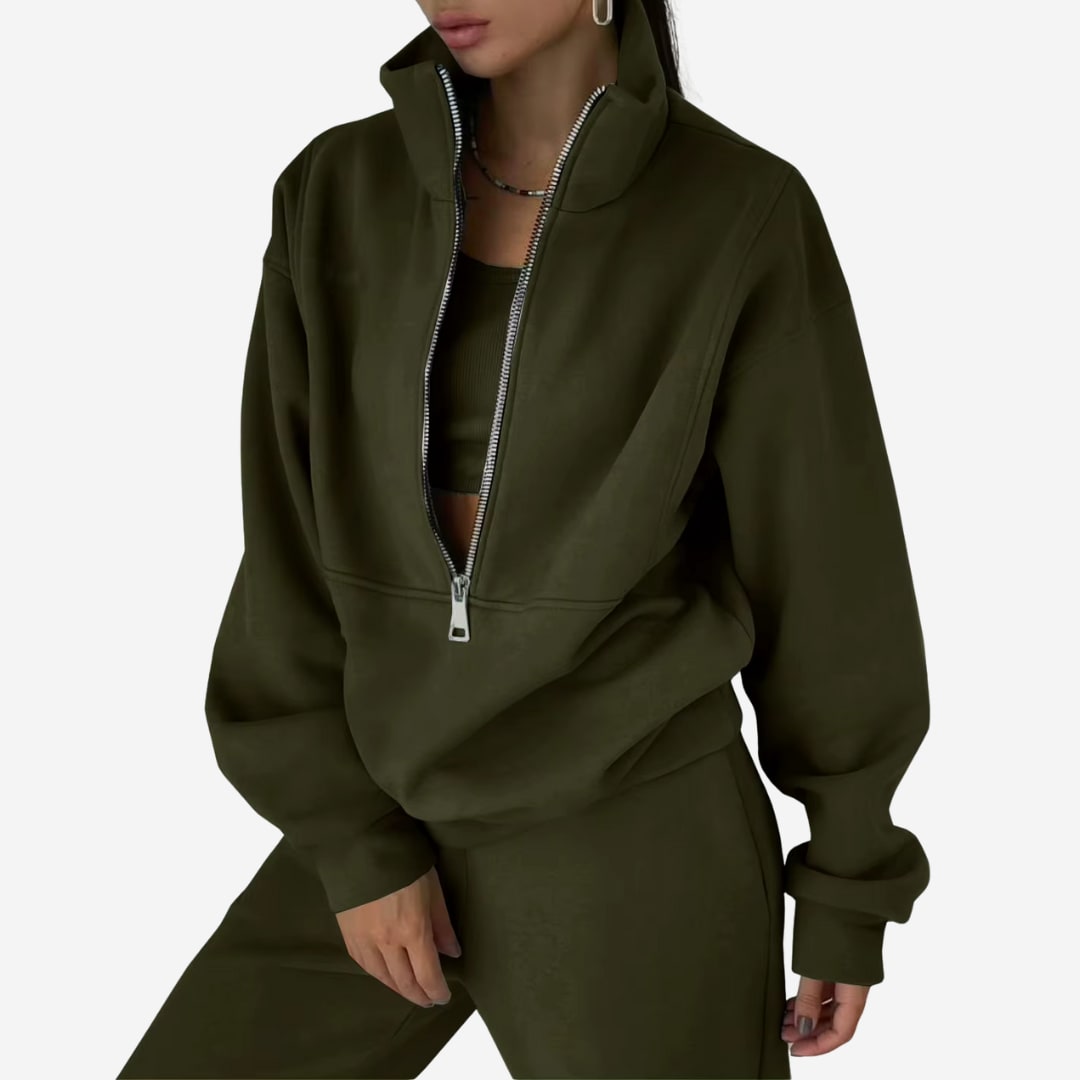 Fleece Tracksuit for Women, Half Zip Sweatshirt and Joggers 4