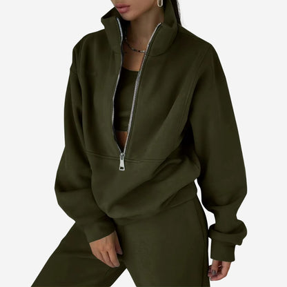 Fleece Tracksuit for Women, Half Zip Sweatshirt and Joggers 4