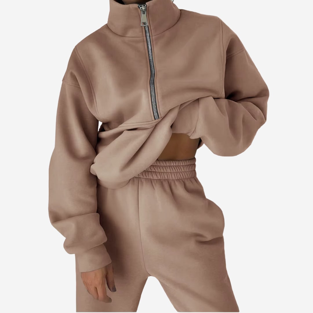 Fleece Tracksuit for Women, Half Zip Sweatshirt and Joggers 6