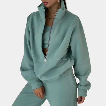 Fleece Tracksuit for Women, Half Zip Sweatshirt and Joggers 7