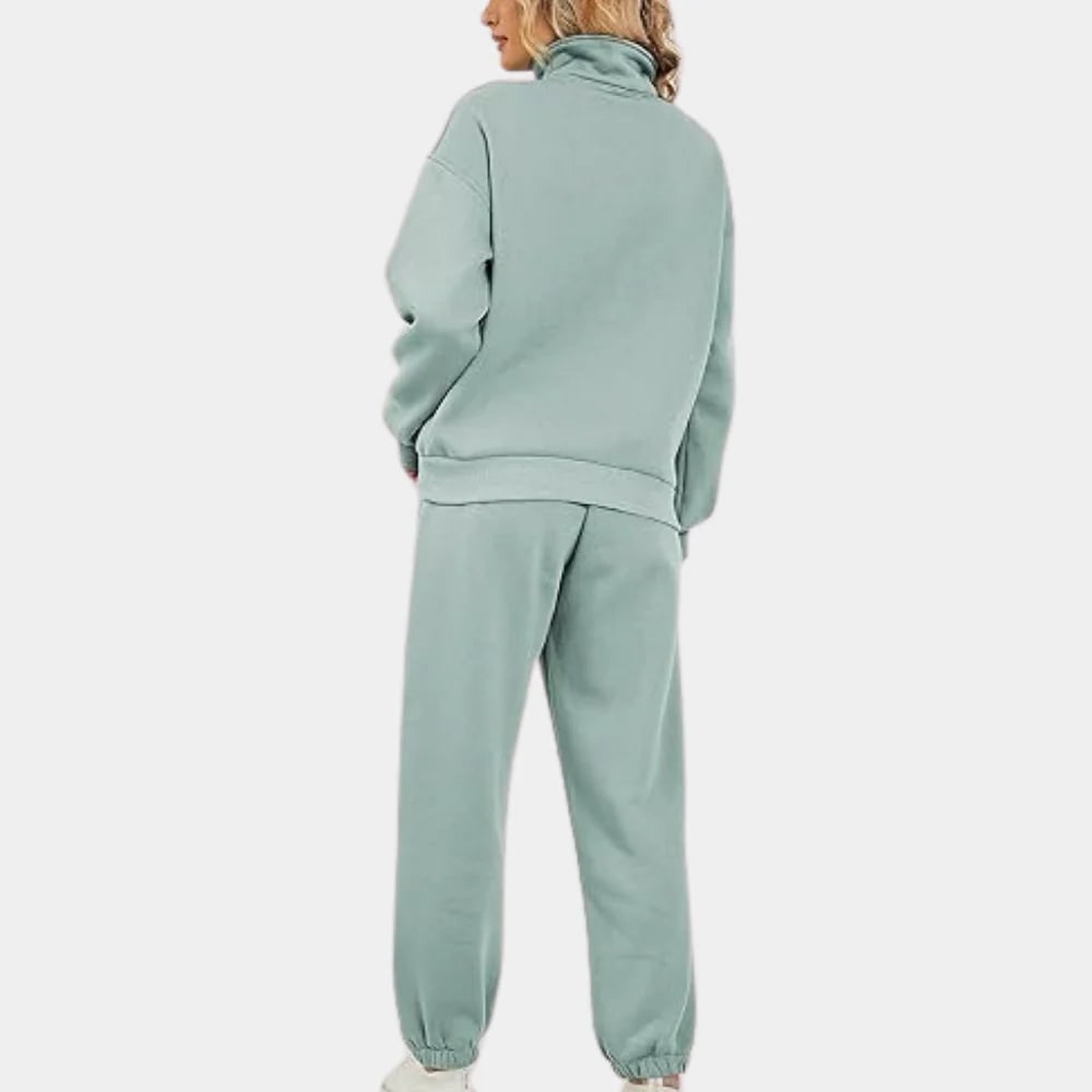 Fleece Tracksuit for Women, Half Zip Sweatshirt and Joggers 8