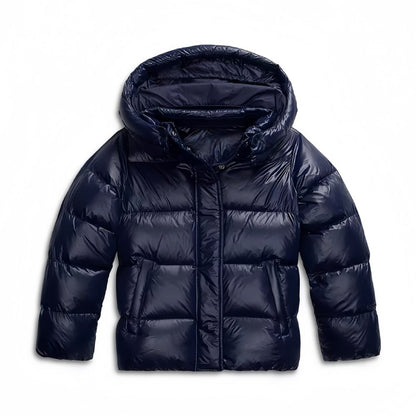 Puffer Jacket with Hood, Glossy Quilted Winter Jacket 3