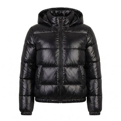 Women's Glossy Quilted Winter Coat with Hood, Puffer 1