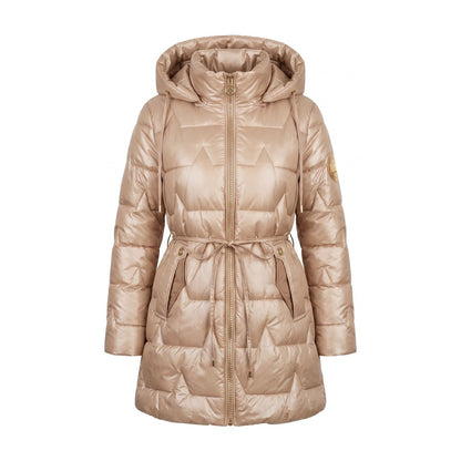 Women's Quilted Winter Coat with Hood, Glossy Longline 1
