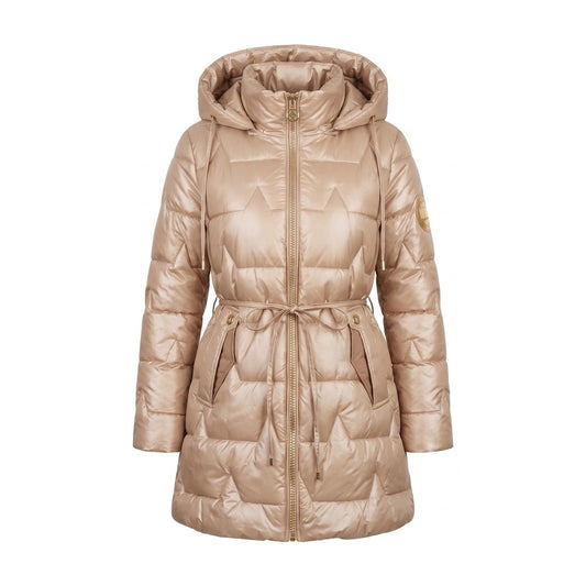 Women's Quilted Winter Coat with Hood, Glossy Longline 1