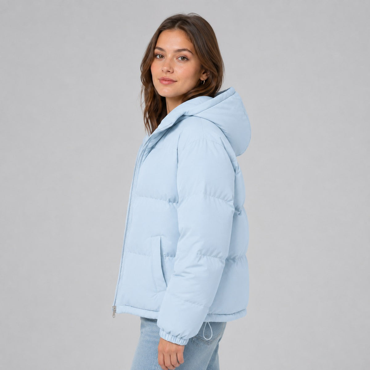 Women's Hooded Puffer Jacket in Soft Cotton, Relaxed Fit 3