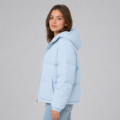 Women's Hooded Puffer Jacket in Soft Cotton, Relaxed Fit 3