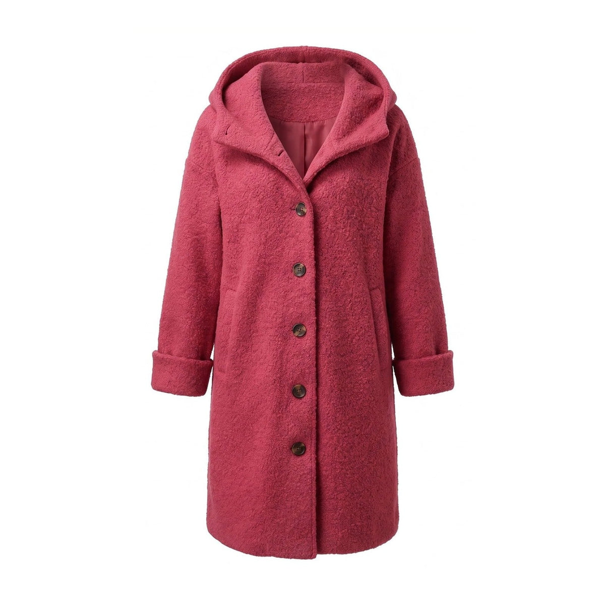 Hooded Winter Coat in Textured Boucle Look, Relaxed Fit 1