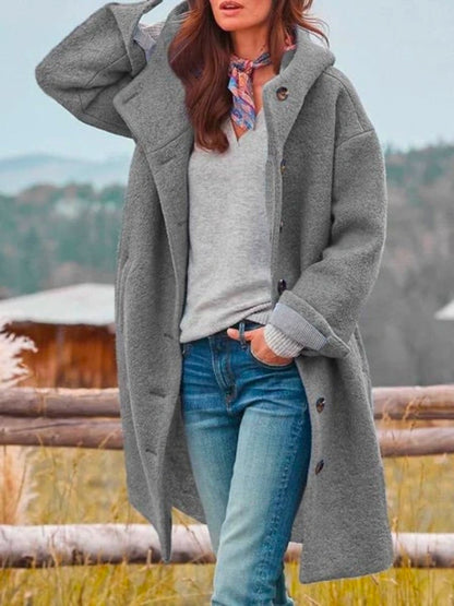 Hooded Winter Coat in Textured Boucle Look, Relaxed Fit 3