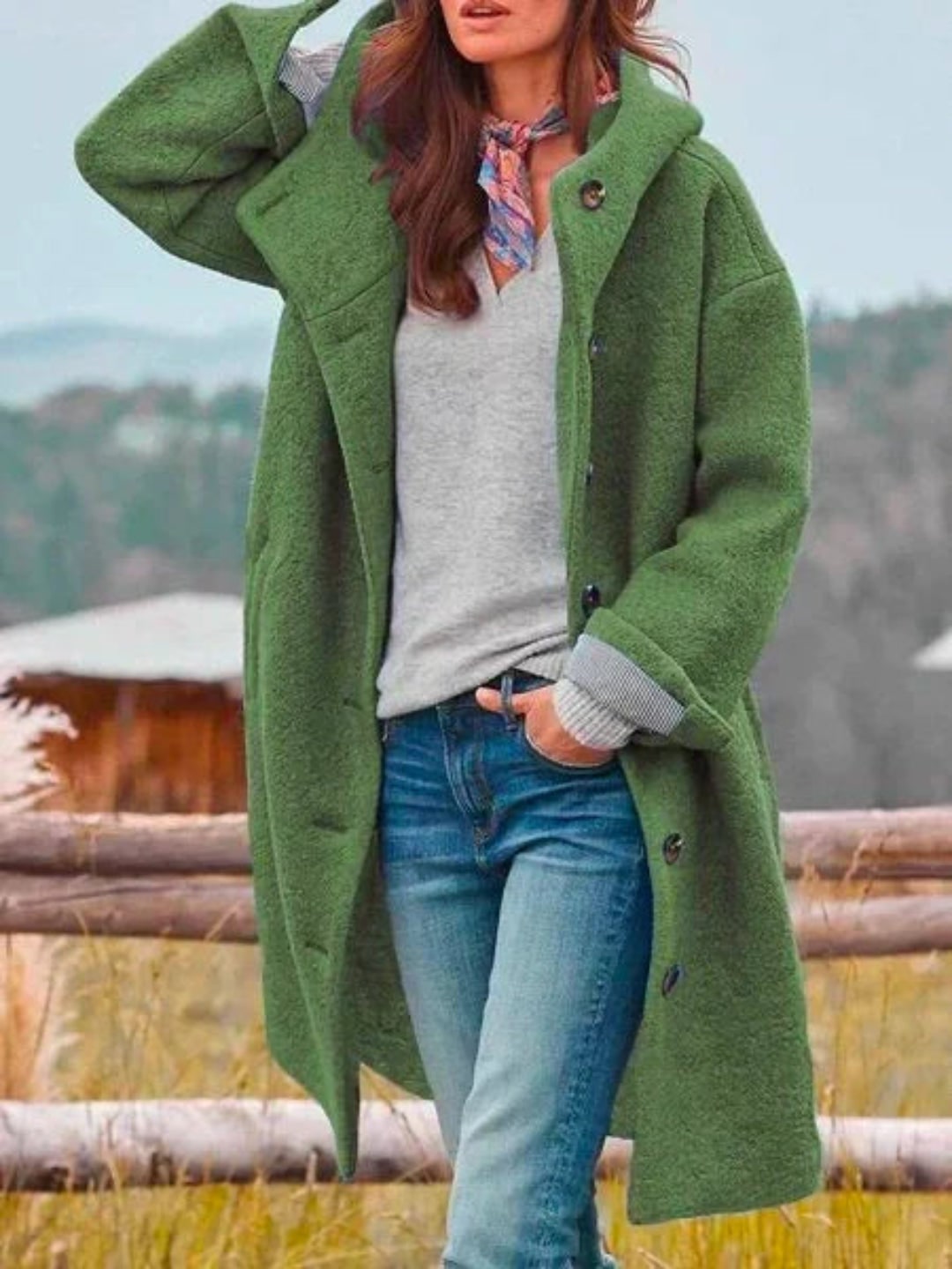 Hooded Winter Coat in Textured Boucle Look, Relaxed Fit 4
