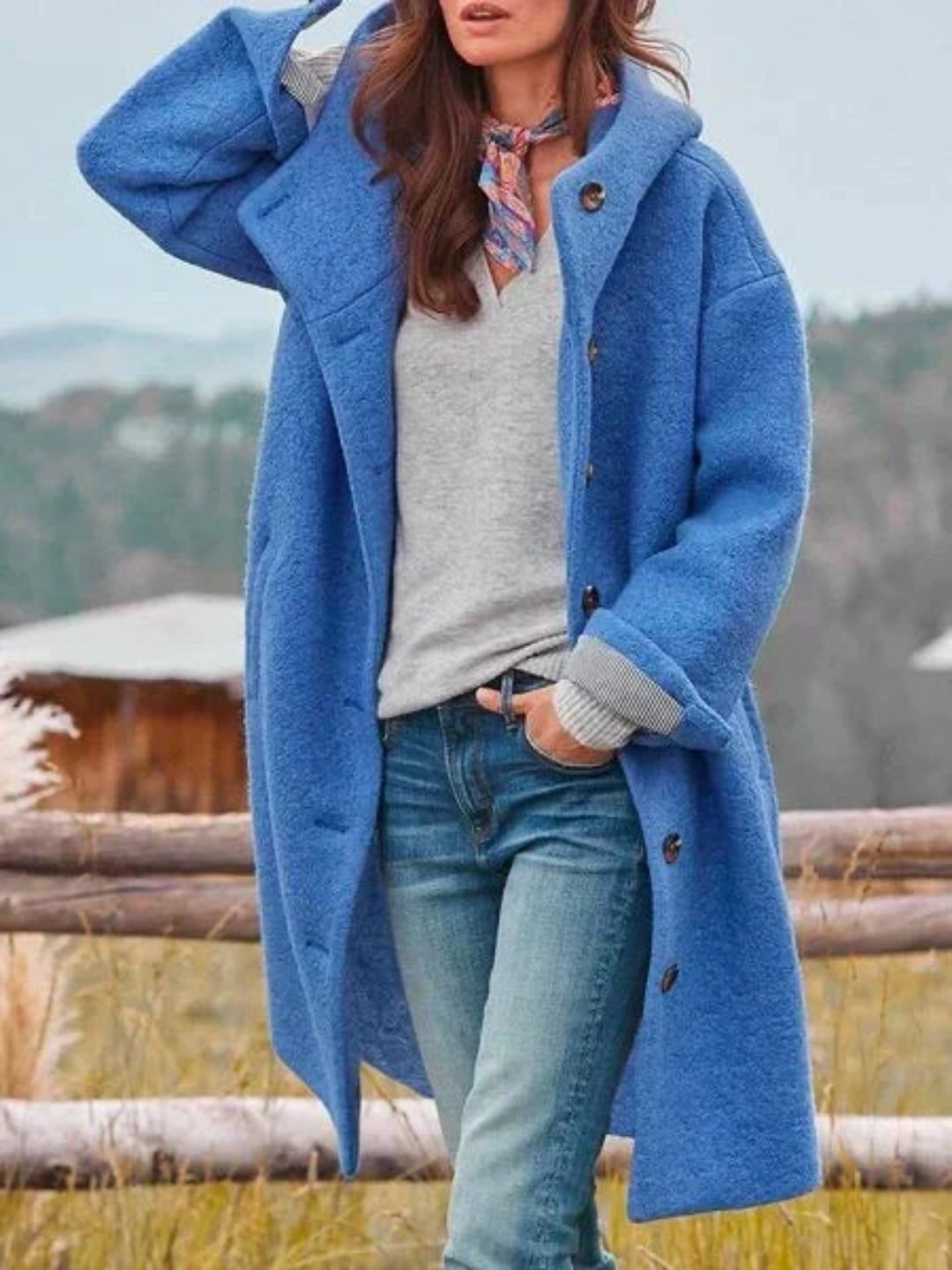 Hooded Winter Coat in Textured Boucle Look, Relaxed Fit 5