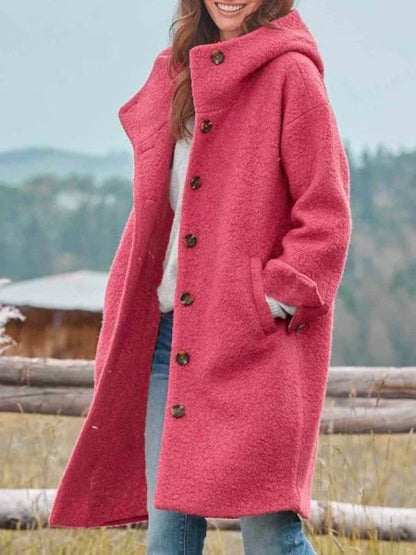 Hooded Winter Coat in Textured Boucle Look, Relaxed Fit 6