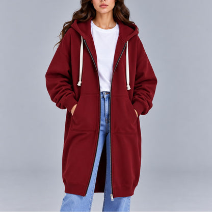 Hoodie Long Oversized Zip-Up Hooded Sweatshirt Coat 3