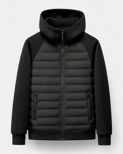 Hooded Puffer Jacket for Men with Softshell Sleeves 3
