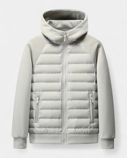 Hooded Puffer Jacket for Men with Softshell Sleeves 5