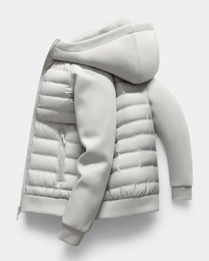 Hooded Puffer Jacket for Men with Softshell Sleeves 8