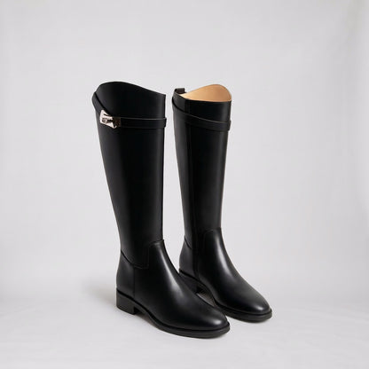 Knee High Boots, Winter Boots with Buckle Strap Detail 1