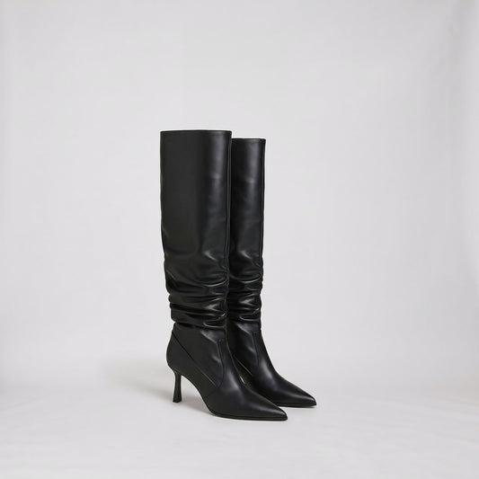 Knee High Heels, Slouchy Winter Boots with Pointed Toe 1