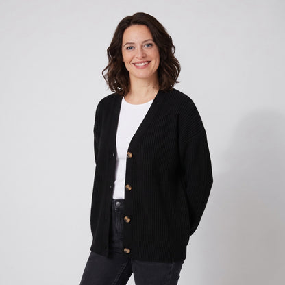 Knit Cardigan, Long Oversized Cardigan with Button Front 1
