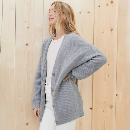 Knit Cardigan, Long Oversized Cardigan with Button Front 6