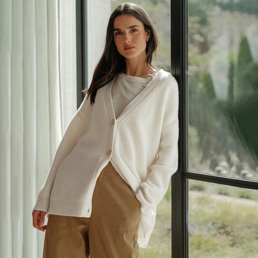 Knit Cardigan, Long Oversized Cardigan with Button Front 7